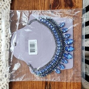 NWT Jennifer Lopez Blue Jeweled Statement Necklace